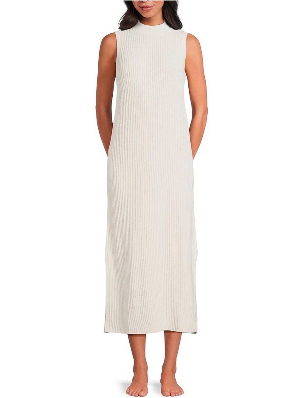 UGG Amara Cozy Knit Lite Sleeveless Mock Neck Lounge Dress Cream XL NWT